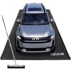 Πατάκι συγκράτησης VEVOR, 2,4 x 4,9 m, Αντιολισθητικό πατάκι δαπέδου γκαράζ PVC με σκούπα καθαρισμού, Βαρέως τύπου, Ανθεκτική αδιάβροχη προστασία συγκράτησης από χιόνι, βροχή και λάσπη για χώρους στάθ