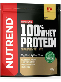 Nutrend 100% Whey Vanilla Πρωτεΐνη Ορού Γάλακτος Γράμμωσης Χωρίς Γλουτένη 400gr