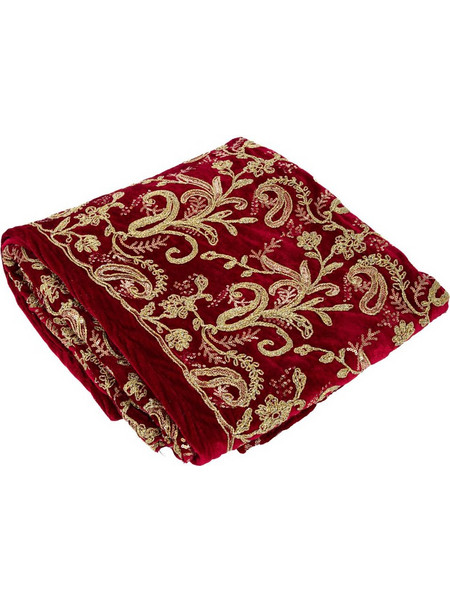 Ύφασμα Embroidery Βελούδο Μπορντό 150Εκx3M Με Τελείωμα Μπορντό-Χρυσό Iliadis
