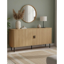 Μπουφές MDF φυσικό με μεταλλικά μαύρα πόδια FRP260-000005