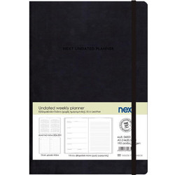 Next Undated weekly planner premium flexi μαύρο 14x20,5 εκ. Δυνατότητα εκτύπωσης