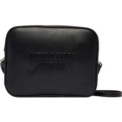 Tommy Jeans Γυναικείο Τσαντάκι Χιαστί από Δερματίνη Μαύρο με Στενό Λουρί AW0AW18451-BDS