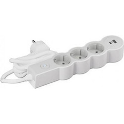 Πολύπριζο Legrand Std 3 Θέσεων (694424) 1.5m - Με Θύρες USB-A, USB-C - Λευκό/Γκρι 694424