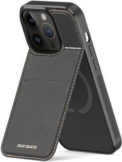 Θήκη Δερμάτινη Dux Ducis Apple iPhone 15 Pro Rafi Mag 3 σε 1 MagSafe RFID Blocker με Stand Μαύρο N62460