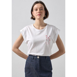 T-shirt με κέντημα καρδιές Passager 41081 Λευκό