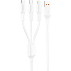 Καλώδιο Σύνδεσης USB 2.0 Foneng XS01 3in1 USB A σε Micro USB & USB C & Lightning 3A 15W 1.2m Λευκό