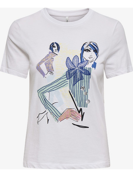 ONLY ONLCELINE REG S/S TOP JRS 15368908-Bright WhiteFriends Ecru