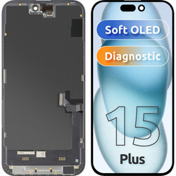 Μονάδα οθόνης LCD MP για Apple iPhone 15 Plus, Έκδοση διαγνωστικού ελέγχου Soft OLED FHD, Aftermarket, Μαύρο