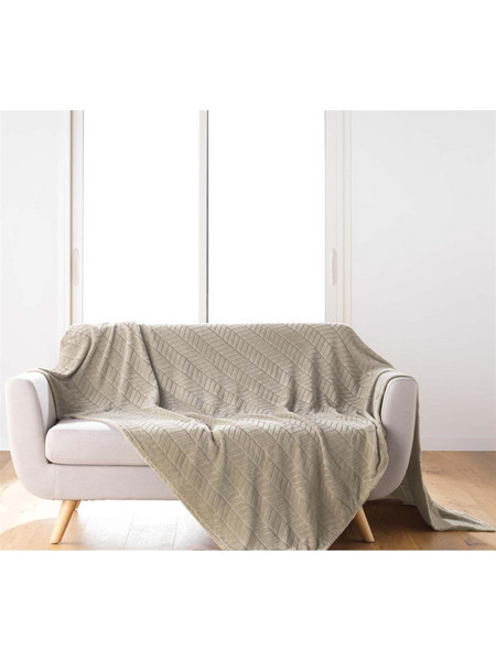 Ριχτάρι embossed flannel μπεζ/γκρι 180x220cm