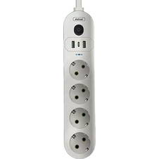 Πολύπριζο 4 Θέσεων Με 2 Θύρες USB Και Διακόπτη 2m 2200W Q-PX460