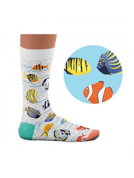 Sock Affairs Ανδρικές Κάλτσες Ψηλές με Σχέδια Λευκές