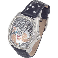 Chronotech Γυναικείο Ρολόι με Μαύρο Δερμάτινο Λουράκι CT7896LS-82
