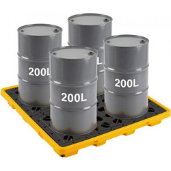 VEVOR Spill Containment Pallet, Modular Platform Containment Containment 4 Drum Low Profile, Χωρητικότητα κάρτερ 117,4 L, χωρητικότητα 4000 kg, Δίσκος πολυαιθυλενίου βαρέως τύπου με αποστράγγιση, 1305