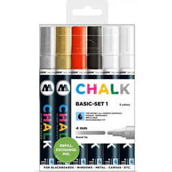 Σετ Μαρκαδόροι Υγρής Κιμωλίας Molotow Chalk Basic Set 4mm 6 Τεμάχια