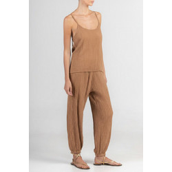 August Resortwear Υφαντό Cotton Top Καφέ