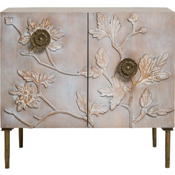 Artekko Siena Καφέ Ξύλινος Μπουφές με Λουλούδια (83.8x40.6x76.2)cm - 83.8cm x 40.6cm x 76.2cm