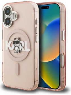 Karl Lagerfeld IML Choupette Sketch Logo MagSafe Back Cover Pink (iPhone 16)