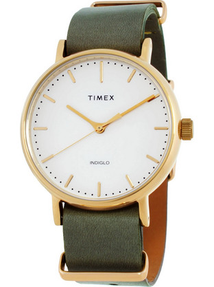 Timex Γυναικείο Ρολόι με Χακί Δερμάτινο Λουράκι TW2P98500