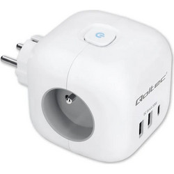 Qoltec Πολύπριζο με 2 USB-A, 1 USB-C και Διακόπτη 52548