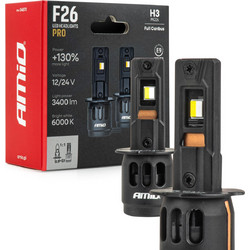 AMiO - Λάμπες LED F26 Pro Series H3 12/24V 68W 2900-3550lm 6.000K Full Can-Bus Plug&Play - 2 Τεμ. (04870/AM)