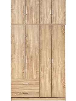HomeMarkt Τετράφυλλη Ντουλάπα Ρούχων με Πατάρι Sonoma 120x42x241cm HM11046.02