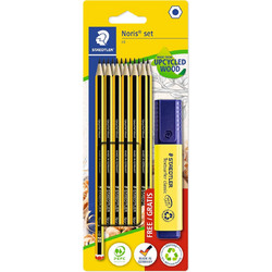 STAEDTLER σετ ξύλινα μολύβια με μαρκαδόρο υπογράμμισης Noris 120-BK12P1, εξάγωνα, ΗB, 13τμχ