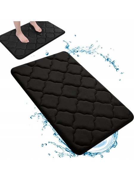 Verk Group Χαλάκι Μπάνιου Memory Foam Μαύρο Απορροφητικό Αντιολισθητικό 50x40 cm 5907451375785
