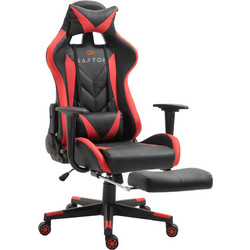 PoliHome Raptor Stellar Καρέκλα Gaming Δερματίνης με Ρυθμιζόμενα Μπράτσα και Υποπόδιο Μαύρη Κόκκινη 161595639