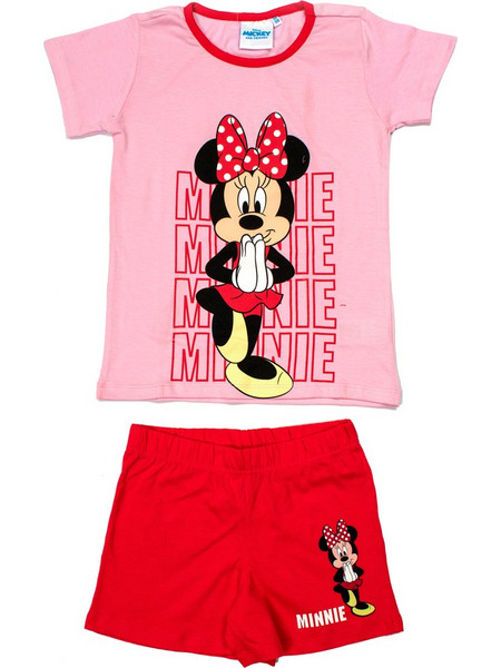 Πιτζάμες Παιδικές Σετ Disney Home Minnie 48B Red Cotton Jersey Dimcol 2Τεμ - Lime