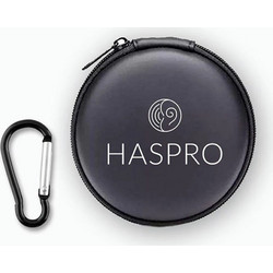 Haspro Θήκη Μεταφοράς για Ωτοασπίδες & Ακουστικά - Σκληρή Θήκη με Φερμουάρ & Καραμπίνερ (8 cm)