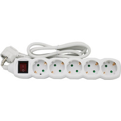 ΠΟΛΥΠΡΙΖΟ ΜΕ ΔΙΑΚΟΠΤΗ+ΚΑΛΩΔΙΟ 3x1.5mm 1.5μ 5 ΣΟΥΚΟ ΛΕΥΚΟ