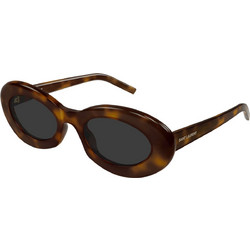 Saint Laurent SL594 009 Γυναικεία Γυαλιά Ηλίου Οβάλ Κοκάλινα Καφέ με Μαύρο Φακό