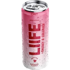 QNT Liife Energy & Collagen Ανθρακούχο Ρόφημα Χωρίς Ζάχαρη με Μάτσα & Γεύση Raspberry, 250ml