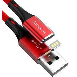 AMORUS USB 2.4A Καλώδιο Φόρτισης και Δεδομένων Lightning 8Pin - Κόκκινο