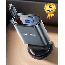 LAMICALL PT47 Ultra Compact Φορτιστής Αυτοκινήτου 3-σε-1 με USB-C καλώδιο