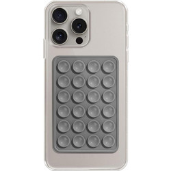 Techsuit Phone Holder Suction Pad for Selfies, Silicone, Adhesive Mount, Rectangular Shape Gray