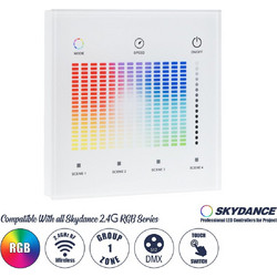 GloboStar 73152 T13-S SKYDANCE Ασύρματο DMX512 Επιτοίχιο Χειριστήριο RF 2.4Ghz 1 Group για όλα τα SKYDANCE DMX512 Controller AC 100-240V Max 0.1A - IP20 Μ8.5 x Μ8.5 x Π8.5 x Υ3.5cm