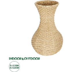 GloboStar Artificial Garden SANDIAGO 21234 Διακοσμητικό Πλεκτό Καλάθι - Κασπώ Γλάστρα - Flower Pot Μπεζ Π25 x M25 x x Υ40cm
