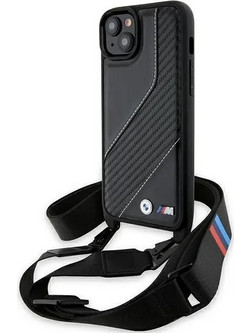 BMW M Edition Carbon Stripe & Strap case for iPhone 15 Plus / 14 Plus - black - (BMW000790-0)