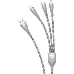 Dudao 3in1 Usb Cable - Lightning / Microusb / Usb Type C 65W 1.2m Gray (L20X) 6973687242220 - (L20X-Grey)
