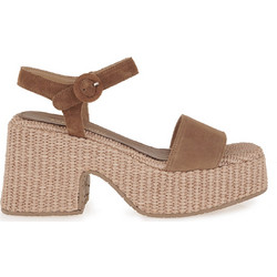 Komis & Komis Γυναικεία Πέδιλα Suede Ταμπά με Χοντρό Χαμηλό Τακούνι και Φιάπα E807
