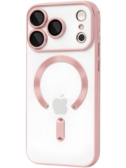 Techsuit iPhone 17 Pro Max / 18 Pro Max MagSafe Luxury Crystal Θήκη με Πλαίσιο Σιλικόνης Διάφανη - Pink