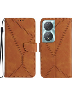 Tel1 Honor X7Β 4G / X7B 5G / Honor 90 Stitching Embossed Θήκη Βιβλίο - Brown