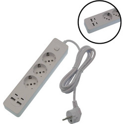 Jortan Πολύπριζο 3 Θέσεων με 2 USB-A, 2 USB-C, Διακόπτη και Καλώδιο 2m OG2203