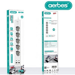Aerbes Πολύπριζο 5 Θέσεων με 2 USB-A, 2 USB-C, Διακόπτη και Καλώδιο 2m AB-PC04