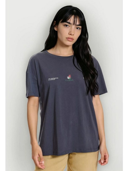 Funky Buddha Loose fit t-shirt με τύπωμα στην πλάτη Anthracite (FBL013-125-04)