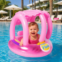 Παιδικό Σωσίβιο Swimtrainer με Μήκος 70εκ. και Σκίαστρο για +3 Ετών Ροζ General Trade 75441 - GeneralTrade