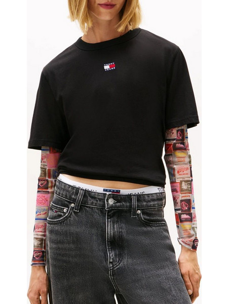 TOMMY JEANS TJW BXY BADGE TEE EXT NEW DW0DW22202-BDS Black