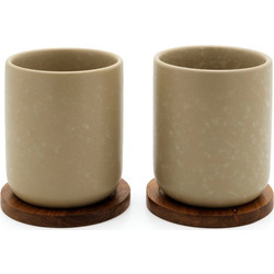 1x2 Bredemeijer Tea Cups Umea 200ml beige with coaster 142025
