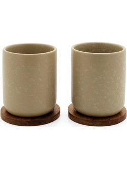 1x2 Bredemeijer Tea Cups Umea 200ml beige with coaster 142025